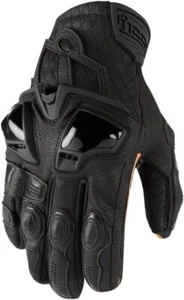 Icon Hypersport Short Mens Leather Motorcycle Gloves Black - Picture 1 of 2