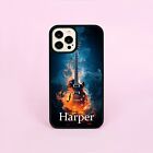 Guitar In Fire Flame Customised Name Surname Phone Case/Cover For iPhone Samsung