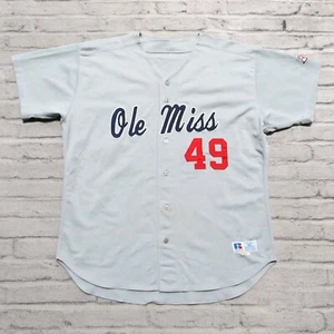 Vintage 90s Ole Miss Rebels Baseball Jersey Used Game Worn Sewn Authentic - Picture 1 of 12