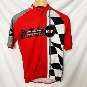 SUGOI Cycling Jersey Shirt Men's Large Full Zip Red Black Nov Sponsored - Picture 1 of 8