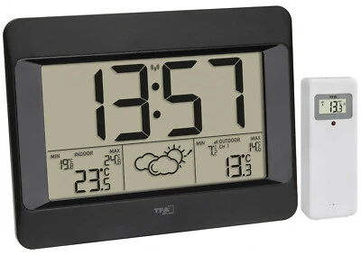 Funk Wetterstation ZENO TFA 35.1163.01 Raumklima Thermometer Barometer Funkuhr  - Bild 1 von 4