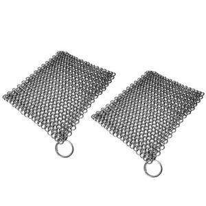 Chainmail Scrubber Combo Steel Skillet Cleaner Cast Iron Kitchen Home Tool 2 Pcs - Picture 1 of 12