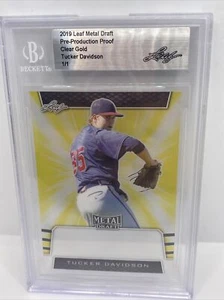 2019 Leaf Metal Draft Tucker Davidson Proof 1/1 Atlanta Braves Clear Gold - Picture 1 of 1