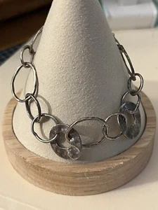 Retired Silpada Hammered Sterling Silver PAPER CHAIN Circle Link Bracelet B1217 - Picture 1 of 3