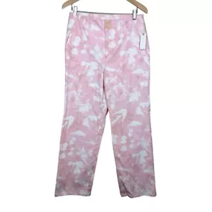 Anthropologie Womens Pink Rose Tie Dye Printes Jamie Trouser Pants Size 8 NWT - Picture 1 of 13
