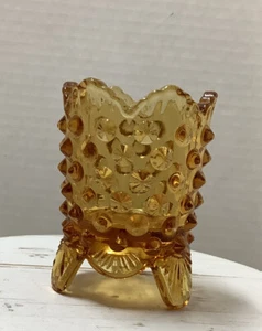 Fenton Amber Glass  Hobnail Toothpick Holder Perfect - Picture 1 of 5