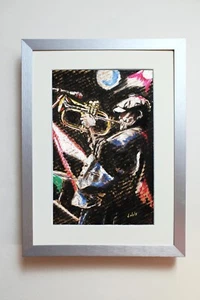 UNIKAT Hornist Bläser Horn Bild handgemalt Passepartout ALU Rahmen Volker Welz - Bild 1 von 24