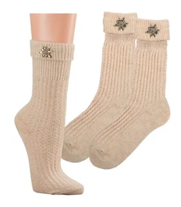 Umschlag-Socken für Damen und Herren Landhausstil Trachten Leinen Optik - Bild 1 von 1