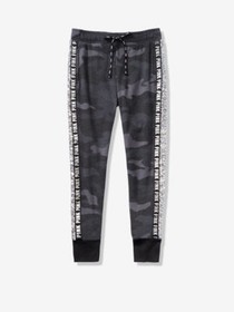 Victoria Secret VS Pink Sequin Bling Black Camo Skinny Jogger Pants XS NEW