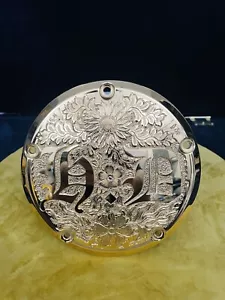 HARLEY DAVIDSON CUSTOM HAND ENGRAVED 23K PLATED GOLD 5 HOLE DERBY COVER 7.25" - Picture 1 of 14
