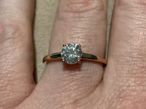 0.66 Carat Lab Created Diamond Solitaire Ring In Rose Gold plated 925 O Half - Picture 1 of 8