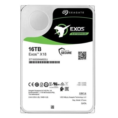 Seagate ST16000NM000J Exos X18 16TB SATA 6Gbs Enterprise Internal HDD Hard Drive - Image 1 of 3