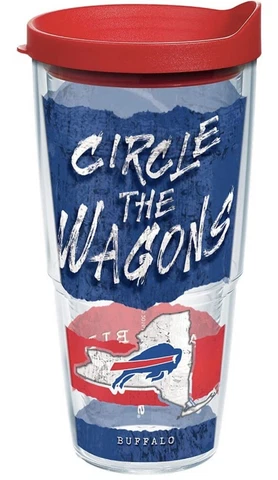 Buffalo Bills 24oz Tervis Tumbler with Lid-Made In USA-New Cover