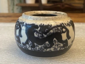 Circa 1920 Gouda Distel Factory Holland Art Nouveau Pottery Inkwell Jar - Picture 1 of 14