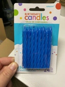 Blue Glitter Birthday Candles 24Pcs New!!! - Picture 1 of 1