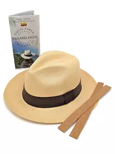 Cappello Panama Originale Unisex Fedora Ecuador Equal Earth Commercio Equo Qualità Marrone - Foto 1 di 10