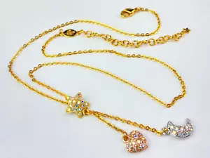KIRKS FOLLY Gold Tone Necklace Star Heart Moon - Picture 1 of 9