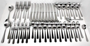 63 Pce The Main Course MNF3 Stainless Glossy Rattail Flatware Knife, Fork, Spoon - Picture 1 of 9