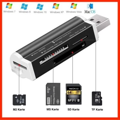 Speicherkartenleser Kartenlesegerät USB Micro SDHC MS Memory Card Reader Adapter - Bild 1 von 4