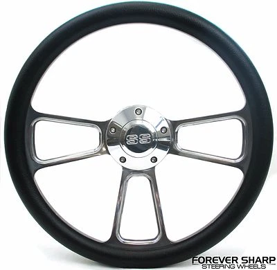 1969 - 1989 年雪佛兰科迈罗 SS 14 英寸钢坯方向盘套件带喇叭和适配器 — 第 1/3 张图片