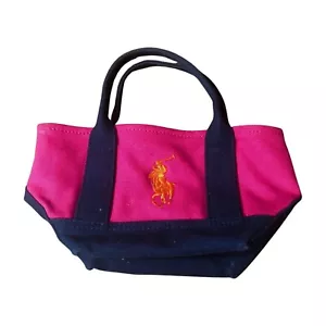 Ralph Lauren Polo Embroidery US OPEN Mini Tote Bag Canvas Navy/ Pink - Picture 1 of 6