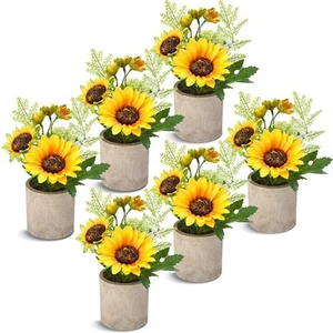 Zeyune 6 Pcs Artificial Sunflower Yellow Fake Sunflowers in Pots Sunflowers A... - Picture 1 of 6
