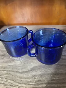 Cobalt Blue Tea Or Coffee Cups Set Of 2 Fortecrisa Mexico Cups With # 22 And 35 - Picture 1 of 7
