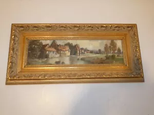 J. Hohenberger, Pastorale Dorfszene, Öl auf Karton, gerahmt - Bild 1 von 7