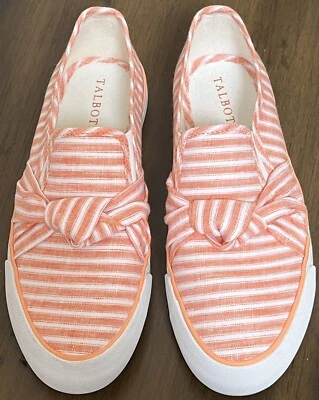 Liquidación OFERTA Talbots Lino Plataforma Tenis Rayas 6 Coral Playa Barco Zapatos Foto 1 de 4