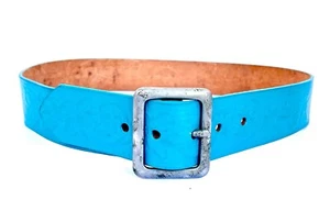 Dos Flores Vintage Embossed BlueLeather Plain Belt. Size 34 Removable Buckle. - Picture 1 of 8