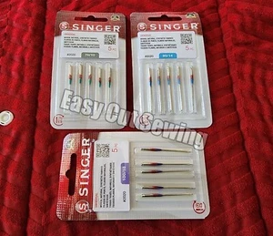 Paquete de 3 agujas de coser Singer simples 2932,3116,2263,3221,3223,3232 TALLA 11,14,16 - Imagen 1 de 3