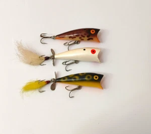 (3) Vintage Bomber Popper Top Water Fishing Lures Lot of 3 - Picture 1 of 3