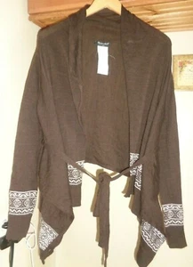  RINASCIMENTO ITALY BRAUN ACRYL/WOLLE "FROTTEE" CARDIGAN PULLOVER NEU GR. M - Bild 1 von 12