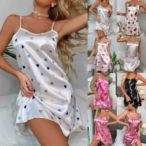 Ladies Nightie Strappy Satin Silk Summer Dresses Women Nightwear Vest Nightdress - Picture 1 of 37