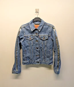 Levi’s Denim Jacket Women Size Medium Lola Sequin Arms Original Trucker Cotton - Bild 1 von 12