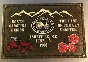 Vintage 1968 Antique Automobile Club BRASS DASH Plate ASHEVILLE NC REGION - Picture 1 of 2