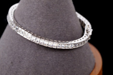 925 Sterling Silver Princess Cut Cubic Zirconia CZ Tennis Bracelet 6 1/4"