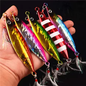 6 pz 20-80 g cucchiaio per jig metallo fuso 20-80 g per fusione jigging esca da pesca affondamento lento - Foto 1 di 14