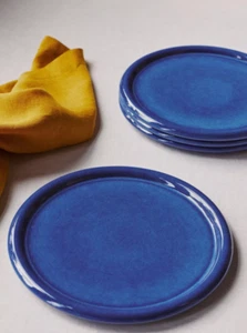 Anthropologie Dinner Plates Set of 4 Matilda Blue 10.5" Stoneware HTF New in Box - Picture 1 of 2