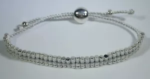LINKS OF LONDON 925 STERLING SILVER w/ WHITE CORD MINI FRIENDSHIP BRACELET - Picture 1 of 9