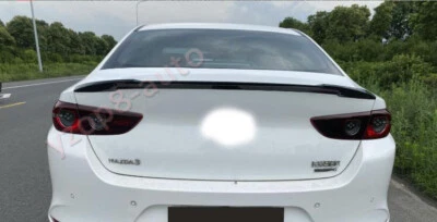 Para Mazda3 2021-2025 Negro Brillante Puerta Trasera Trasera Alerón Labio Borde Foto 1 de 4