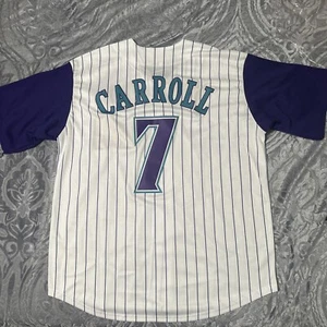 Maglietta Corbin Carroll gesso bianco vecchia scuola grande #7 Arizona diamanti - Foto 1 di 6