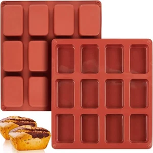 2 Pack Silicone Mini Loaf Pan, 12 Cavity Mini Bread Pan Brownie Pan Non-Stick - Picture 1 of 8