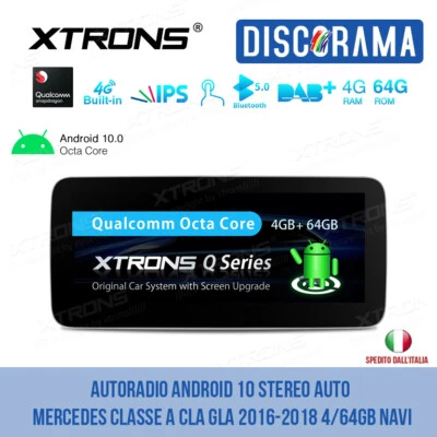 AUTORADIO ANDROID 10 STEREO AUTO MERCEDES CLASSE A CLA GLA 2016-2018 4/64GB NAVI - Immagine 1 di 4