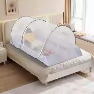 Foldable Mosquito Net For Trips Mesh Tent With Zipper Outdoor Camping Fly Net - Picture 1 of 18