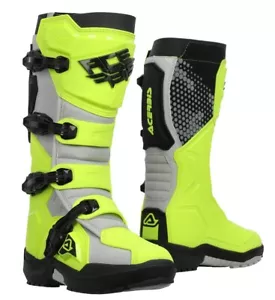 MOTORCYCLE BOOTS BOOTS CROSS ENDURO ACERBIS CLAW FLUO YELLOW GREY WHITE SIZE 43 - Picture 1 of 8