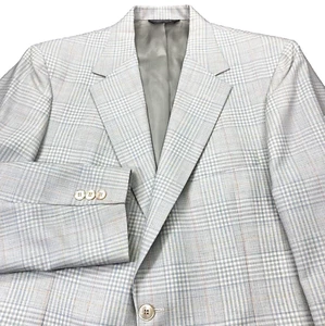 Jaymar Ruby Vintage Sport Coat 40 42 Plaid White Blue 1970s Preppy Academia Y2K - Picture 1 of 17