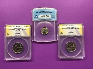 Rare 2004 D Manipulated Mint Trio: Wi. extra leaf Quarters & Double Ear Dime - Picture 1 of 3
