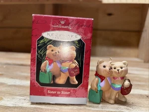 Hallmark Keepsake Christmas Ornament “Sister to Sister” 1998 Pair ofSister Bears - Picture 1 of 10