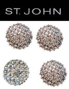 St John Knits 1,0 pollici tono argento griglia aperta sottili bottoni a t cristallo rosa - Foto 1 di 1